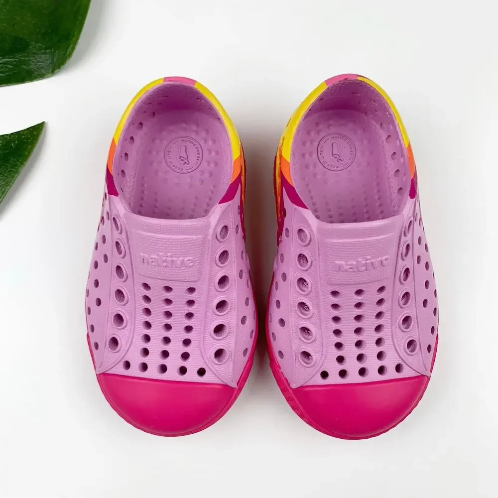 Native Jefferson Sugarlite Slip On Shoes Pink Abstract Sandals Kids Toddler C4